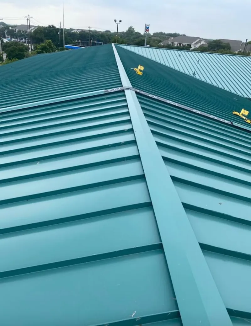 Green commercial metal roof ridge and valley for Metal Roof Repair in Archdale